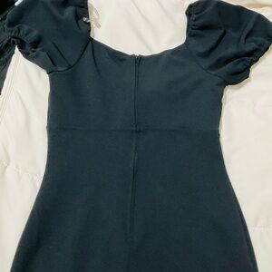 Elegant Black Puff Sleeve Dress
